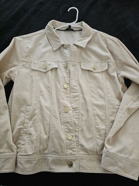 Neutral Corduroy Jacket - Women's Light Cream Button-Up Coat